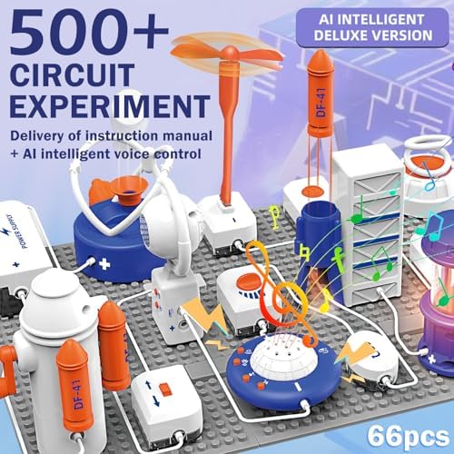 Science Toy Sets, AI Intelligent Voice Physics Circuit Electronic Building Block Puzzle Toy STEM Education Toy Set Holiday Birthday Gift 500+ Projects 66PCS for Students Children Aged 3+ - Image 4