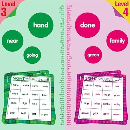 SpriteGru Sight Word Bingo Game, 120 Sight Words Learn to Read Level 3 & Level 4 Bingo Board Game Dolch's & Fry's Words Lists for Kindergarten and Preschool Kids 5+, Perfect for Classroom & At Home - Image 4