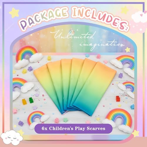 Cutecrop 6 Pcs 35 Inch Play Scarves Set for Kids Gay Pride Rainbow Flag Polyester Silks Dance Children Pretend Giant Toy Toddlers - Image 3