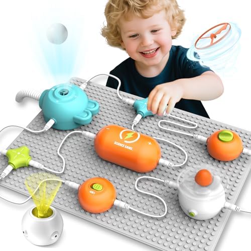 Circuit Kit for Kids 3-12, 25PCS STEM Blocks 80+ Projects Fan RGB by RISUNTOY