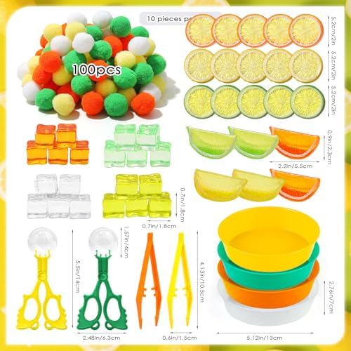 149 Pcs Lemon Sensory Bin Items Summer Counting Sorting Summer Sensory Bin Filler Fine Motor 15 Fake Lemon Slices 6 Fake Cubes Counts for Easter Day Spring Summer Sorting Counting Decor - Image 2