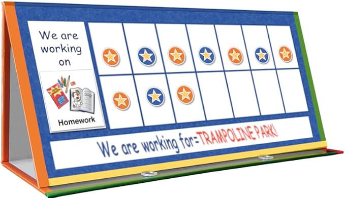 SchKIDules Deluxe Magnetic Visual Schedule & Reward Chart w/189 Colorful Magnets & Reversible 18” Folding Board for Daily Routines, Chores, Behavioral Supports, Kids Calendar, ADHD & Autism Icons - Image 6
