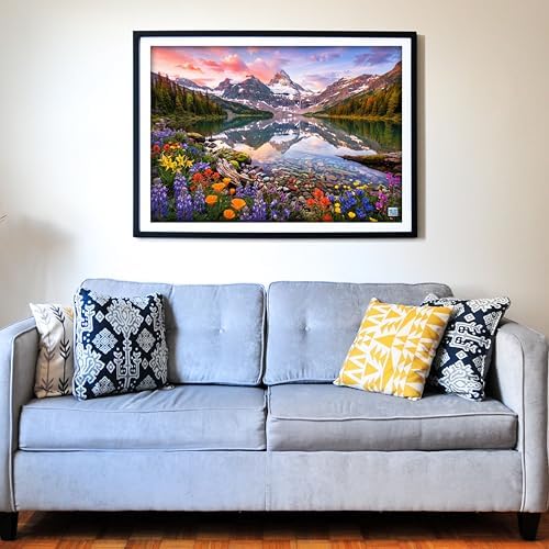 Think2Master Glacier Lake Reflections 1000 Pieces Large Format Jigsaw Puzzle: 13+, Teens, Adults & Families. Rocky Mountains Alpine Lake. Great Gift for Nature, Hiking, Camping. Size: 26.8” X 18.9” - Image 3