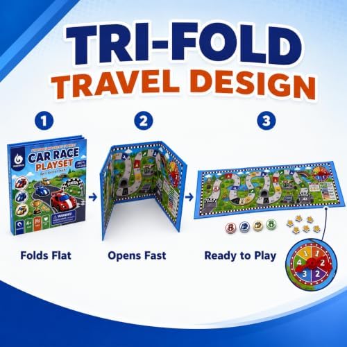TRAVOFUN Magnetic Car Race Game | Travel Games for Kids Ages 4-8 - Image 3
