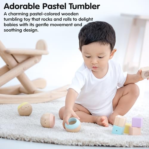 PlanToys® Pastel Wooden Tumbling Montessori Toy for Babies 6 Months+ Set - Image 5