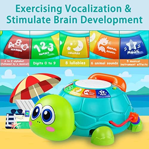Ussybaby Baby Crawling Toys 6 to 12 Months, Infant Turtle Musical Toys with Phone Hand Drum，Baby 7 8 9 10 11 Months 1-2 Year Old Boy Girl Gift Green - Image 3