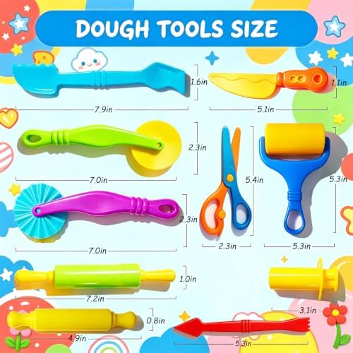 Dough Tools Set for Kids – 17 Pieces Modeling Clay Tools with Rollers & Cutters – Toddler Craft Playdough Accessories for Preschool Learning Activities - Image 4