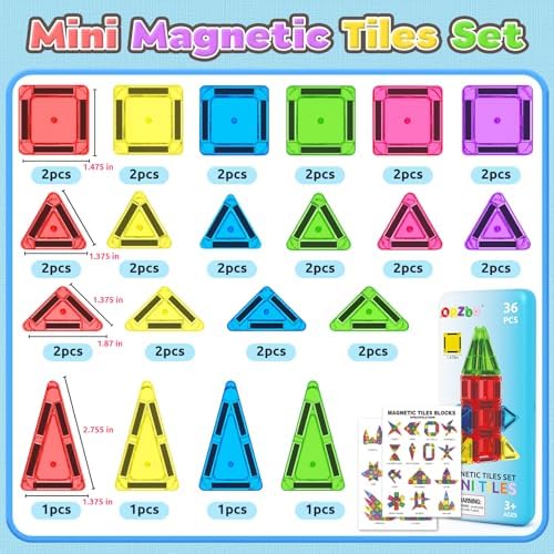 Magnetic Tiles Mini Travel Toddler Set, Magnetic Blocks Building Kids Toys & Games, Montessori Preschool Classroom Must Haves Educational Learning Sensory Toys for 3+ Year Old Boys Girls Birthday Gift - Image 3