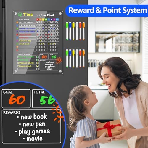 PigPotParty Acrylic Magnetic Chore Chart for Kids, Large 12x16 Inch, 1 Pack - Image 6