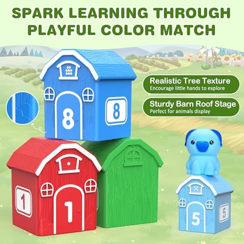 Montessori Learning Toy Toddler Animal Train Counting Barns Puppets - Image 5