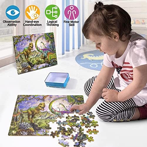 LELEMON Puzzles for Kids Ages 4-6,100 Piece Puzzles for Kids in Metal Box - Image 3