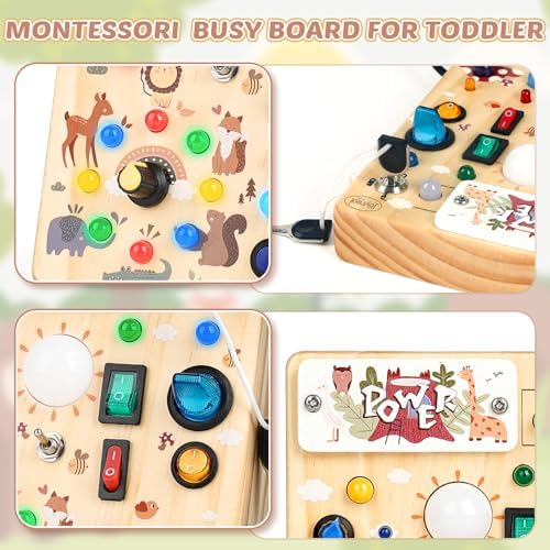 Joyreal Wooden Busy Board for Toddlers - Montessori Toys for 1 2 3 Year Old - Image 3