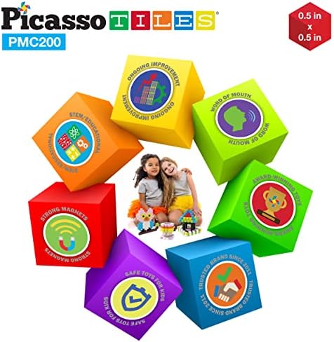 Picasso Cubes 0.5” Pixel Magnetic Puzzle Cube 200 Piece Mix & Match Sensory Toys STEAM Education Learning Building Block Magnets Children Construction Toy Set Stacking Magnet Creative Kit PMC200 - Image 4
