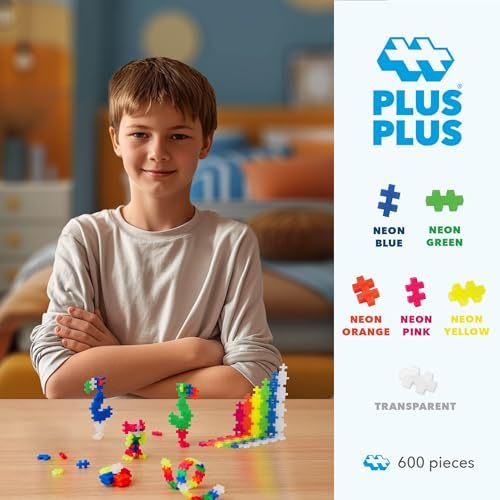 PLUS PLUS 600 Piece Neon Mix - Mini Waffle Blocks, Classroom Must Haves - Image 4