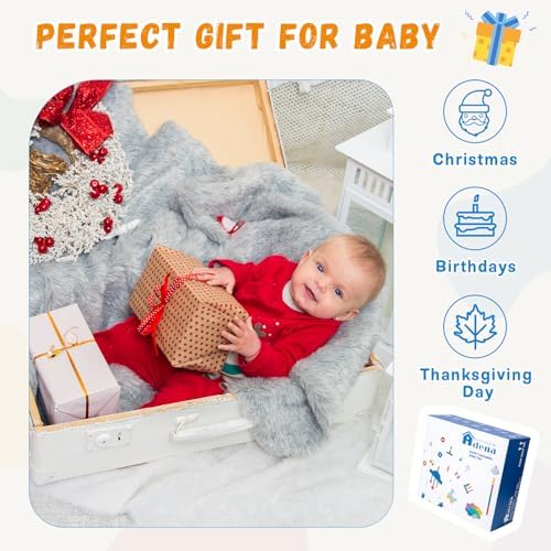 Adena Montessori Play Kit for 3-4 Months Baby,8 in 1 Wooden Learning Educational Toys for Toddler,Include Framed Mirror Book,High-Contrast Cards and More,Christmas Birthday Gift for Boys Girls - Image 7