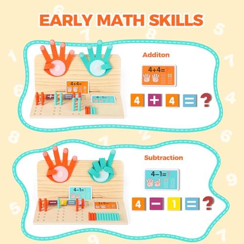 Montessori Learning Toys for Toddlers, Double-Sided Preschool Educational Math Manipulatives Number Counting Blocks, Finger Counting Math Toys for Kids 3-5 Year Old Boys Girls Gift - Image 3