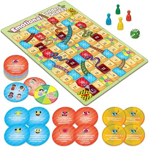 Broytain Emotional Board Games for Kids,Ladders and Snakes Board Game,Learning Resources,Social Skills Emotional Regulation Toys for Toddlers,Classroom Travel Indoor Outdoor Family Games by Broytain