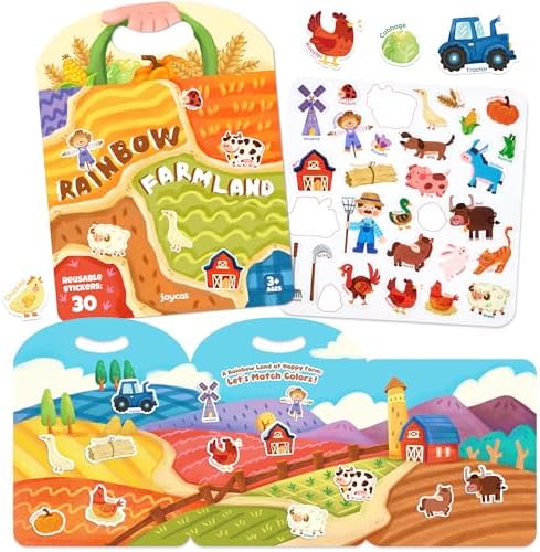 JoyCat Reusable Farm Animal Sticker Book, Travel Toys for Toddlers & Kids by JOYCAT