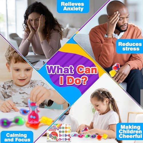 Sensory Fidget Toys for Kids Toddler: 16 Pack Color Sorting Squeeze Toys - Image 4