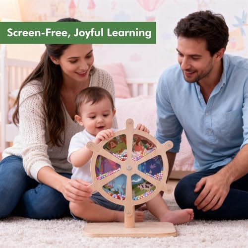 Spinning Activity Drum Toy with Sound, Montessori Wooden Sensory Toy for Babies, Perfect Birthday & Party Gift for 6-18 Months+ - Image 6