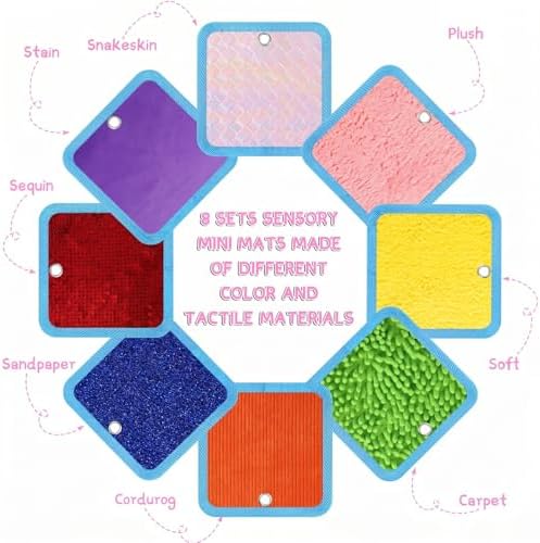Boao 8 Set Mini Sensory Mats for Autism Kids Sensory Floor Tiles, Square - Image 5