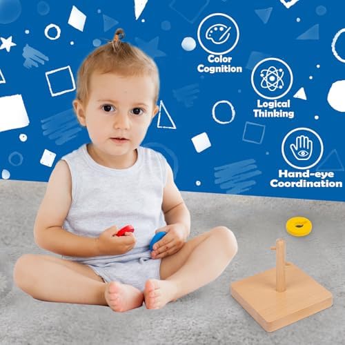 Adena Montessori Wooden Twist & Sort Circle Toy, 12m+ - Image 4