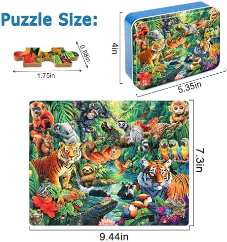 LELEMON Puzzles for Kids Ages 4-6, 60 Piece Puzzles for Kids in Metal Box - Image 2