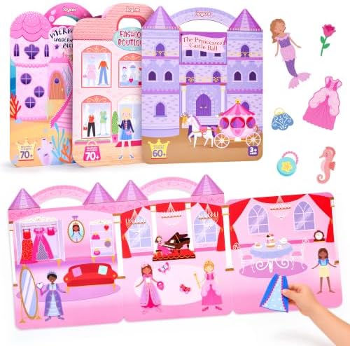 JoyCat Reusable Dress-Up Sticker Books, 3-Pack, Princess Mermaid Fashion by JOYCAT