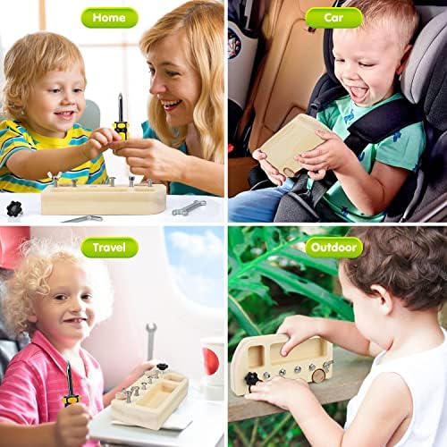 TOY Life Wooden Montessori Screwdriver Board Set for 3 4 5 Toddler & Kid, Preschool Learning Sensory Busy Bus Toys - Image 5