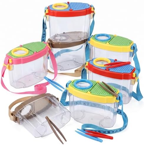 Halloscume 8 Pack Insect Bug Viewer Kit for Kids with Tweezers Explorer Outdoor Set Bug Catcher Containers for Insects Magnifying Insect Box Observation Kit for Science Nature (Deep Colors) by Halloscume