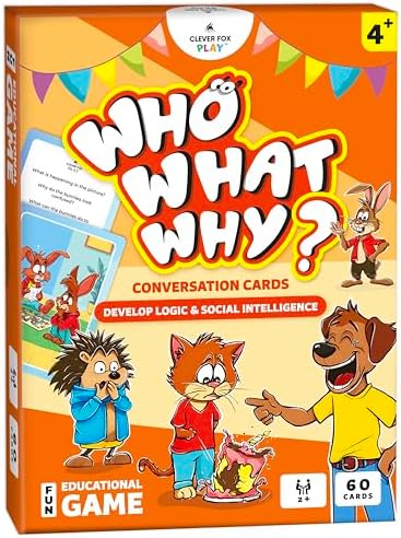 Who What Why Conversation Cards for Kids, Speech Therapy Materials, Ages 4+ by CleverFoxPlay