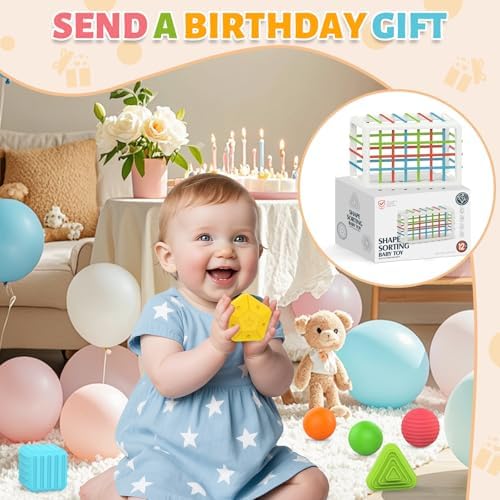 MINGKIDS Montessori Toys for 1 Year Old, Cube & 6 Sensory Shape Blocks&6 Colors Ball Pit Balls,Baby Sensory Fine Motor Skills Developmental Toys,Gifts for 12 18 Month Age 1 2 - Image 6