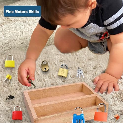 Inslat Montessori Lock and Key Toy Set for Toddlers, Educational STEM Lock Toys Matching Games Set with Wooden Tray for 3-5 Year Old Kids - Image 5