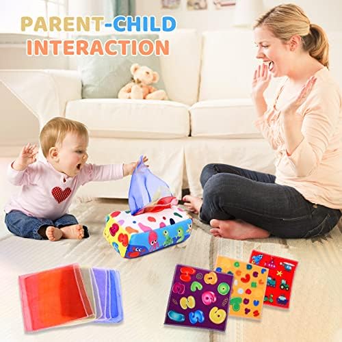 YOGINGO Baby Toys 6 to 12 Months - Tissue Box Toy Montessori for Babies 6-12 Months, Soft Stuffed High Contrast Crinkle Infant Sensory Toys, Boys&Girls Kids Early Learning Gifts - Image 3