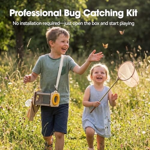 Wooden Bug Catcher Kit for Kids 3-8, 10PCS Durable Outdoor Explorer Kit with Magnifying Glass, Butterfly Net & STEM Guide, Catch & Release Adventure Set for Backyard & Camping - Image 2