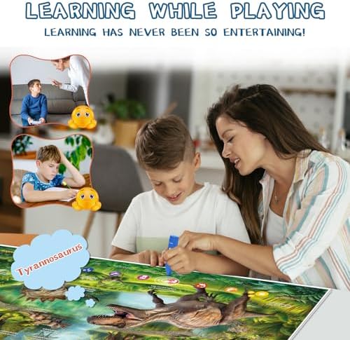 Interactive Dinosaur Toys Learning Poster, Dinosaur Talking Poster, Bilingual Dinosaur Talking Educational Children Toy with Sound Effects, Dinosaur Toys for Ages 3-12, Best Dinosaur Party Gift - Image 5