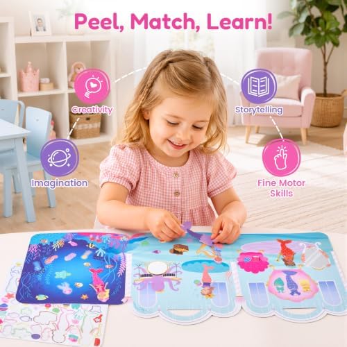 JoyCat Reusable Dress-Up Sticker Books, 3-Pack, Princess Mermaid Fashion - Image 4