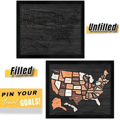 flinelife USA Travel Map, 13x11, Wooden USA Map Puzzle, Perfect For Couples and Families Gift - Image 2