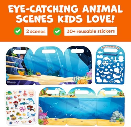Reusable Sticker Books for Toddlers 1-3, Stickers for Toddlers 2-4 Years - Stickers for Kids Airplane Toys for Toddler 1-3, Toddler Travel Toys - Reusable Sticker Book Birthday Gifts for Boys Girls - Image 4