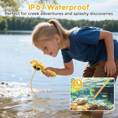 Toy Borescope Camera for Kids - STEM Science Educational Outdoor Toy for 4 5 6 7 8 9 10 Years Old Kids Birthday Gift, 2.4‘’ Kid Camera for Outdoor Adventures & Nature Discovery (Yellow) - Image 6