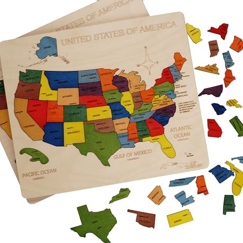 USA Map Wooden Jigsaw Puzzle for Kids | 44 Puzzle Pieces | Learning & Educational Toy Gift for Boys & Girls (ASTM Safety Rating: 3+ Years) - Image 6