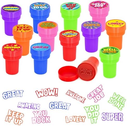 Cinrobiye 24 Pcs Positive Teacher Stampers Party Favor Set, Encouraging Classroom Reward Stamps for Kids, Teacher Supplies, Student Motivation Gifts, Goody Bag Fillers, School Activity Prizes by Cinrobiye