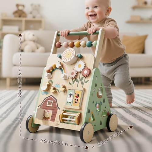 Lehoo Castle Farm Wooden Baby Walker, Adjustable Speed Baby Push Walker - Image 4