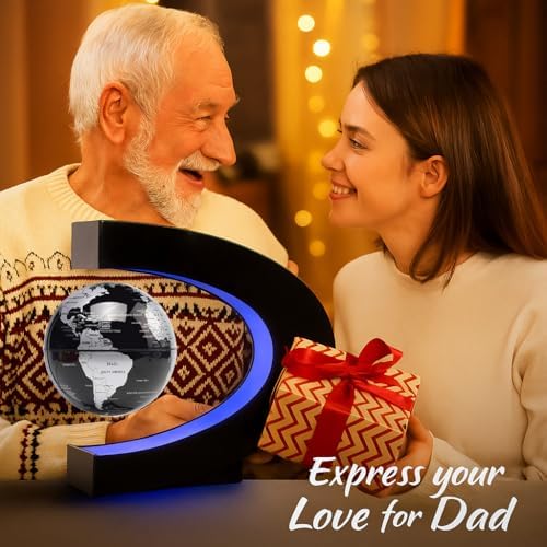 Magnetic Levitation Floating Rotating World Globe with LED Light - C Shape Anti Gravity Levitating Globe for Desk Office Decor, STEM Educational Map, Unique Tech Gift for Men Kids Boss, 3.5 Inches - Image 5