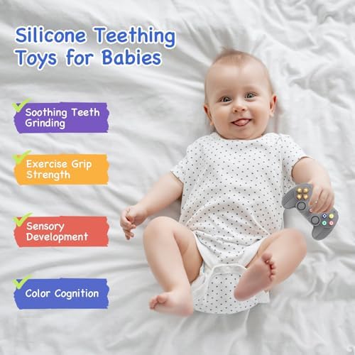 Hooku Silicone Teething Toys for Babies 0-6 Months, Teethers for Babies 6-12 Months, Remote Teether for Baby, Sensory Toys for Babies, Baby Chew Toys - Image 4