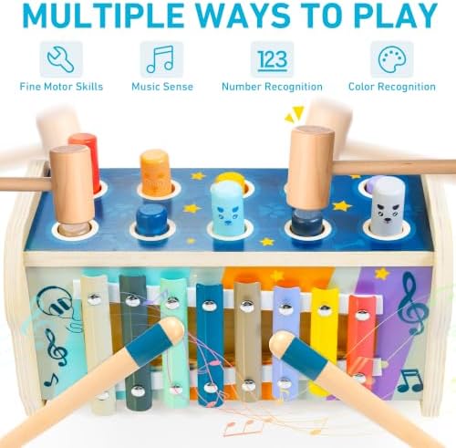 Wooden Hammering Pounding Toy Montessori Toys for 1+ Year Old - Image 2