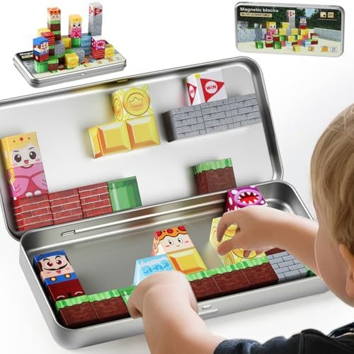 Magnetic Building Blocks for Kids 3-8, STEM Travel Toys with Storage Box by Shunshoon