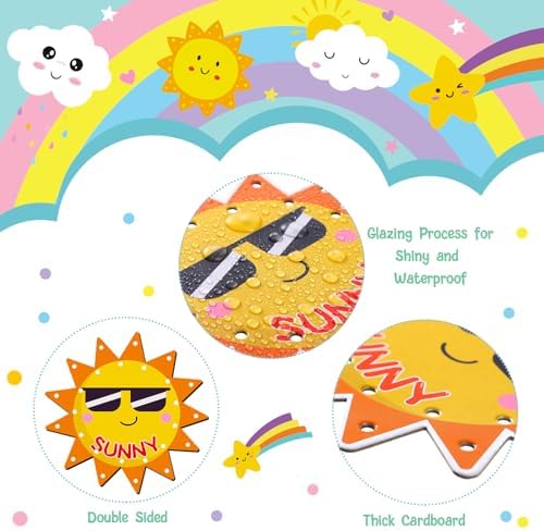 Funrous 10 Pieces Recognition Lacing Cards for Over Age of 6 Kids, Weather - Image 3