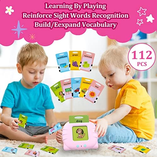 QuTZ ABC Learning Flash Cards for Toddlers 2-4, Autism Toys, Speech Therapy Educational Talking Sight Words Kindergarten Boys and Girls, 248 Pink - Image 5