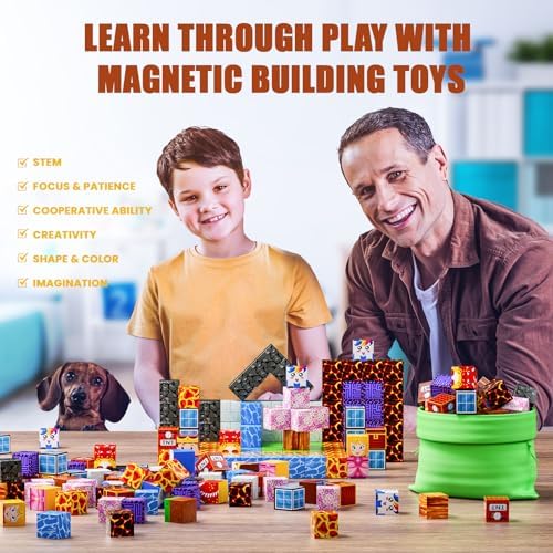 Magnetic Blocks - Build Magnet World Magic Portal Set, Magnetic Tiles Building Blocks Toddler Toys STEM Sensory Outdoor Toys for 3+ Year Old Boys & Girls, Creative Kids Games Kids Toys-120PCS - Image 5